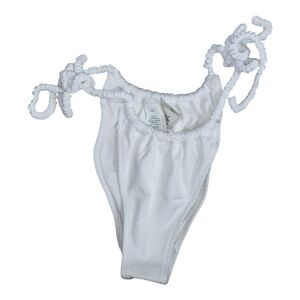 💕Aerie high rise‎ cheeky White Textured Bikini Bottom NEW  size M